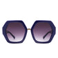 Sunglasses Royal Blue Geometric Hexagon Oversized
