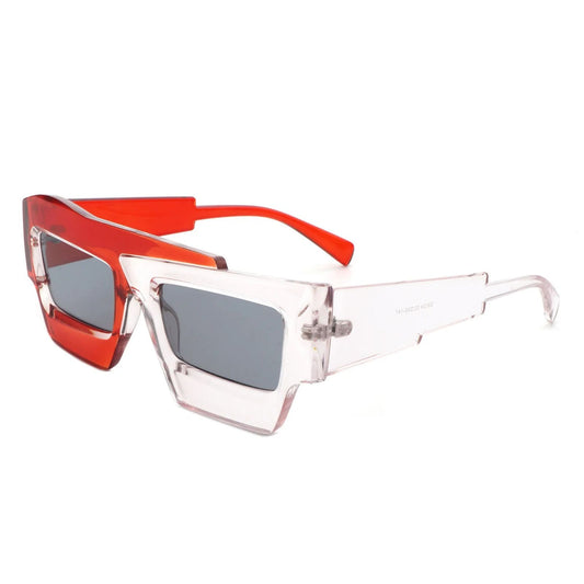 Sunglasses Red Flat Top Irregular Square for Women