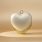 Clutch Gold Rhinestone Fringe Heart Hardcase Bag