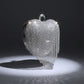 Clutch Silver Rhinestone Fringe Heart Hardcase Bag