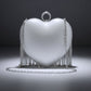 Clutch Silver Rhinestone Fringe Heart Hardcase Bag