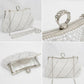 White Pearl Rhinestone Hand Sewn Evening Clutch