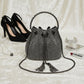 Bucket Bag Black Rhinestone Mesh Crystal Clutch