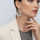 Stainless  Steel Trapezoid Thick Hollow Hoop Earrings