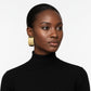 18K Gold Steel Curved Rectangle Disc Stud Earrings