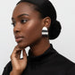 Stainless Steel Curved Oval Disc Earrings