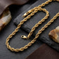 Mens 20in 8mm Gold 18K Stainless Steel Rope Chain