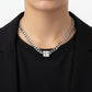 Stainless  Steel Princess CZ Cuban Chain Necklace