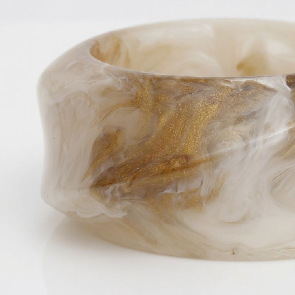 Bangle Vintage Beige Resin Wavy Chunky Bracelet