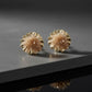Stud Brown Bead Cluster Wavy Gold Round Earrings