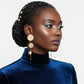 Dangle Graduated Curved Gold Disc Long Earrings