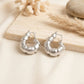 Chunky Silver Textured Segmented Hoop Earrings