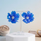 Oversized Blue Acrylic Petal Flower Stud Earrings