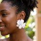 Oversized White Acrylic Petal Flower Stud Earrings