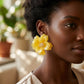 Oversized Yellow Acrylic Petal Flower Stud Earrings