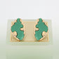 Stud Green and Gold Molten Metal Retro Earrings