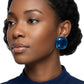 Chunky Blue Translucent Square Stud Earrings
