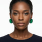 Chunky Green Translucent Square Stud Earrings