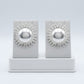 Stud Brushed Silver Domed Sun and Rays Earrings