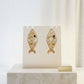 Gold Metal Disjointed Link Fish Drop Earrings