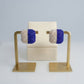 Blue White Beaded Square Studs