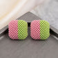 AKA Pink Green Square Pearl Stone Stud Earrings