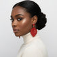 Drop Red Rhinestone Encrusted Leaf Earrings