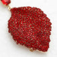 Drop Red Rhinestone Encrusted Leaf Earrings