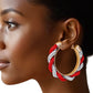 DST Vibrant Red Clear Twisted Hoop Earrings Women