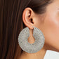 Hoop Oversized Silver Aurbo Stripe Wide Earrings
