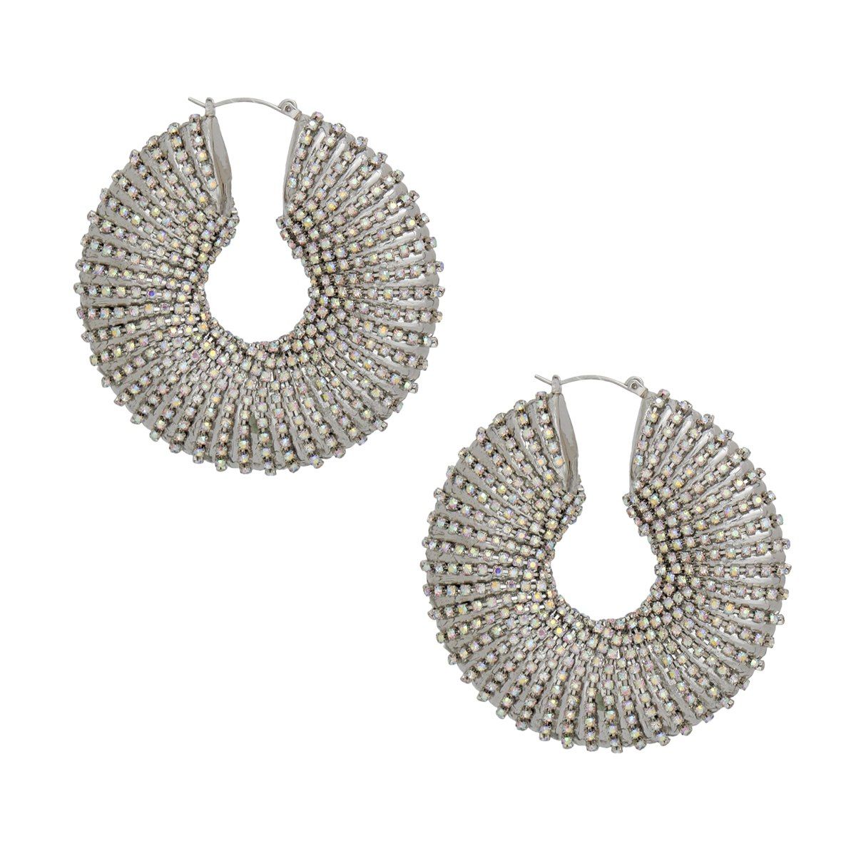 Hoop Oversized Silver Aurbo Stripe Wide Earrings