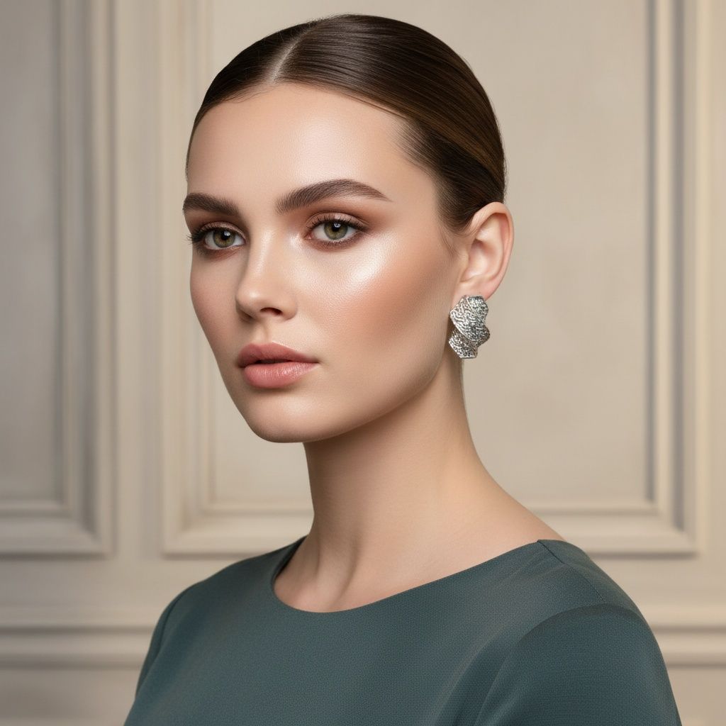 Stud Silver Brass Woven Twist Hinge Clip Earrings
