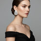 Stud Oversized Domed Teardrop Silver Stone Earrings