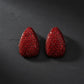 Stud Oversized Domed Teardrop Red Stone Earrings