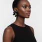 Stud Black Flower Oversized Wavy Petal Earrings