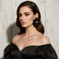 Stud Black Flower Oversized Wavy Petal Earrings