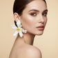 Stud Cream Flower Oversized Wavy Petal Earrings