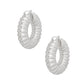 Hoop Silver Chunky Bubble Ribbed Heavy Earrings