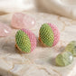 AKA Pink Green Dome Pearl Stone Stud Earrings