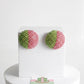 AKA Pink Green Dome Pearl Stone Stud Earrings