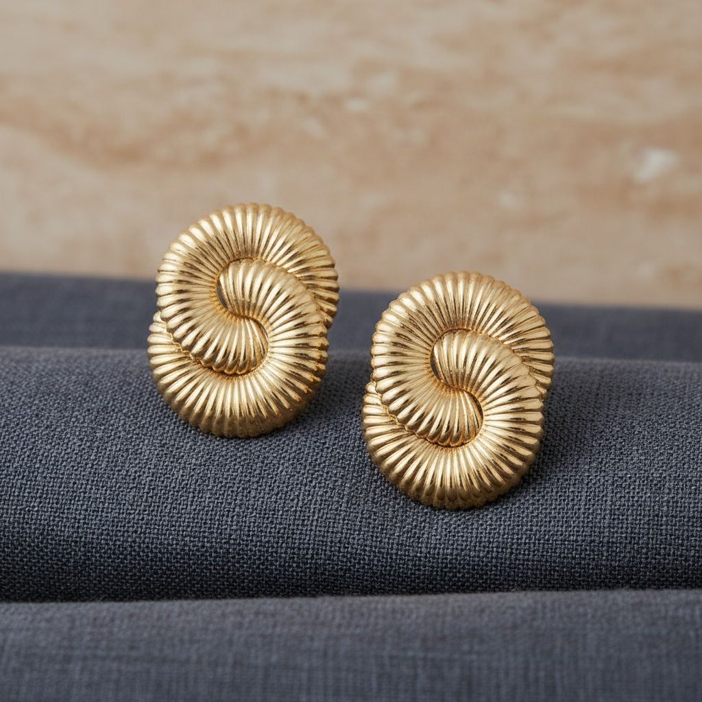 Stud Oversized Gold Twisted Spiral Earrings
