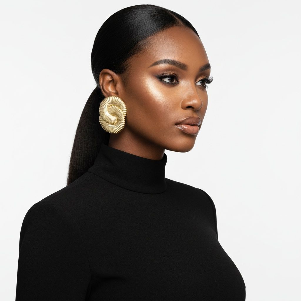 Stud Oversized Gold Twisted Spiral Earrings