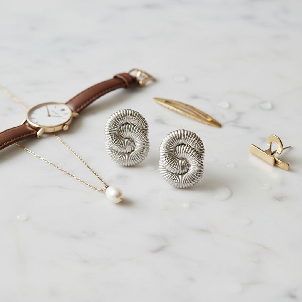 Stud Oversized Silver Twisted Spiral Earrings