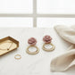 Drop Pale Pink Rose Felt Petal Ribbed Ring Earrings