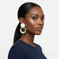 Drop White Rose Felt Petal Ribbed Ring Earrings