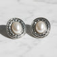 Clip On Organic Silver Oval White Pearl Earrings