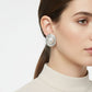 Clip On Organic Silver Oval White Pearl Earrings