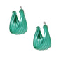 Hoop Green Wide Stacked Metal Earrings for Women