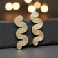 Stud Gold Serpentine Concentric Line Wavy Earrings