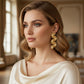 Stud Gold Serpentine Concentric Line Wavy Earrings